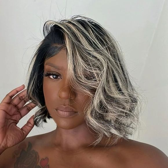 Celebrity |Highlight Bob Wig Human Hair 13X4 HD Lace Front Human Hair Bob Wig main image 6